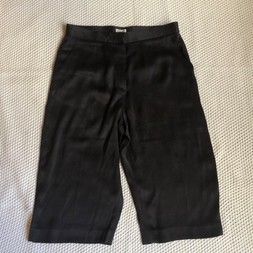Celine black silk shorts
